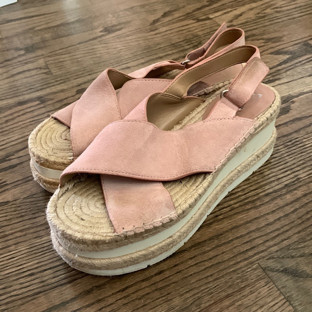Marc Fisher Pink Suede Criss Cross Platform Sandal